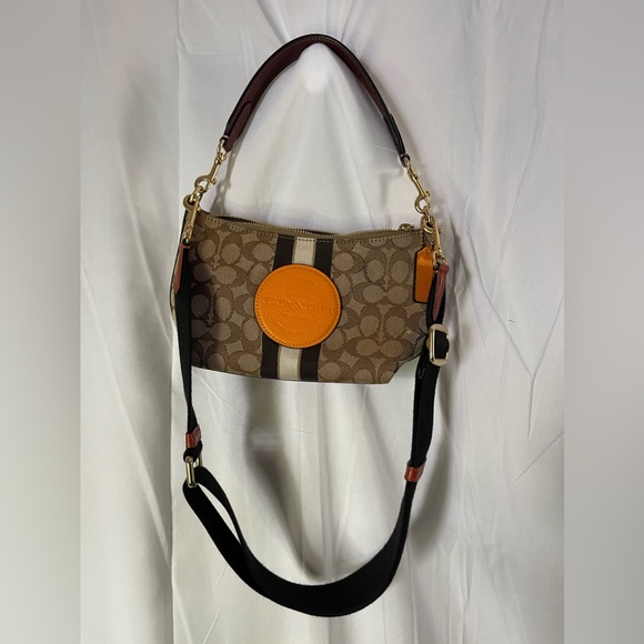Coach Handbags - Coach Dempsey shoulder bag, in signature jacquard with stripe and orange patch